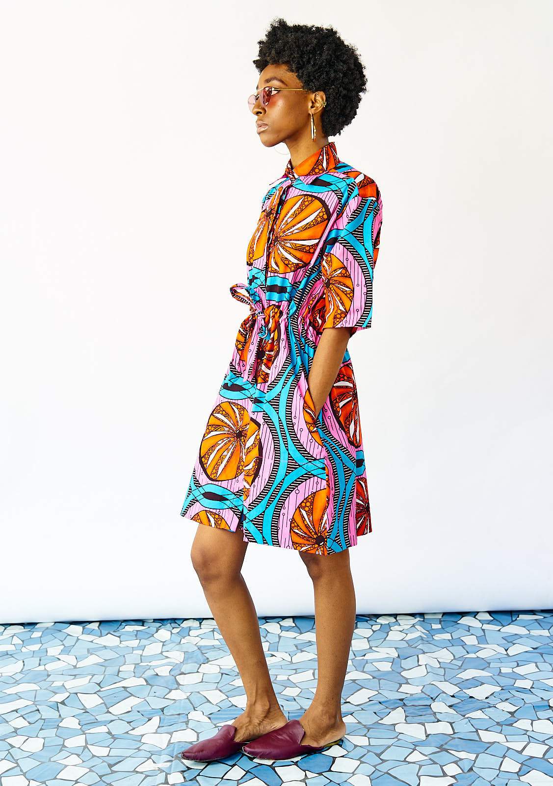 YEVU SALE Women - Dress Half Drawstring Dress - Tangerine Dreams