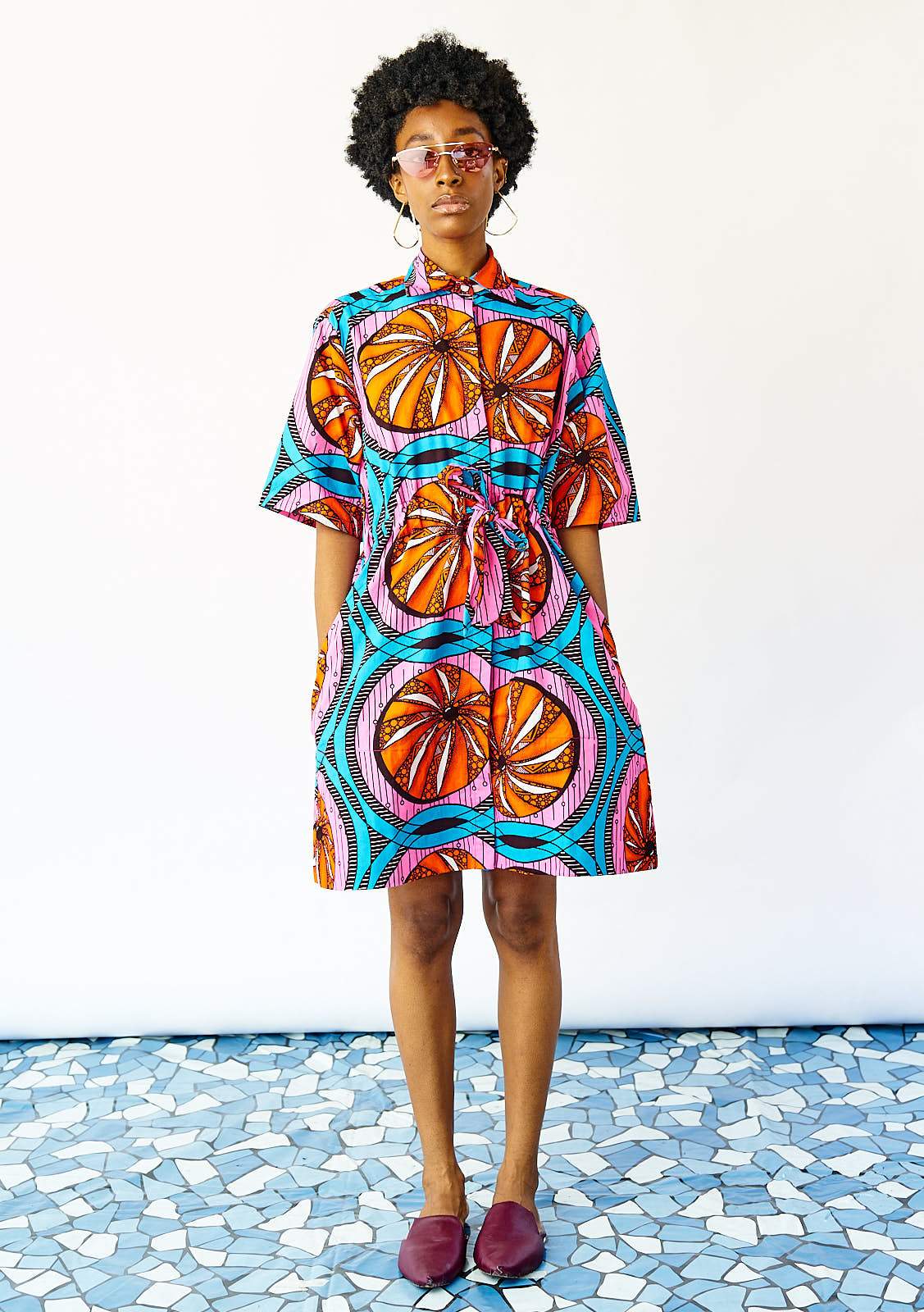 YEVU SALE Women - Dress Half Drawstring Dress - Tangerine Dreams