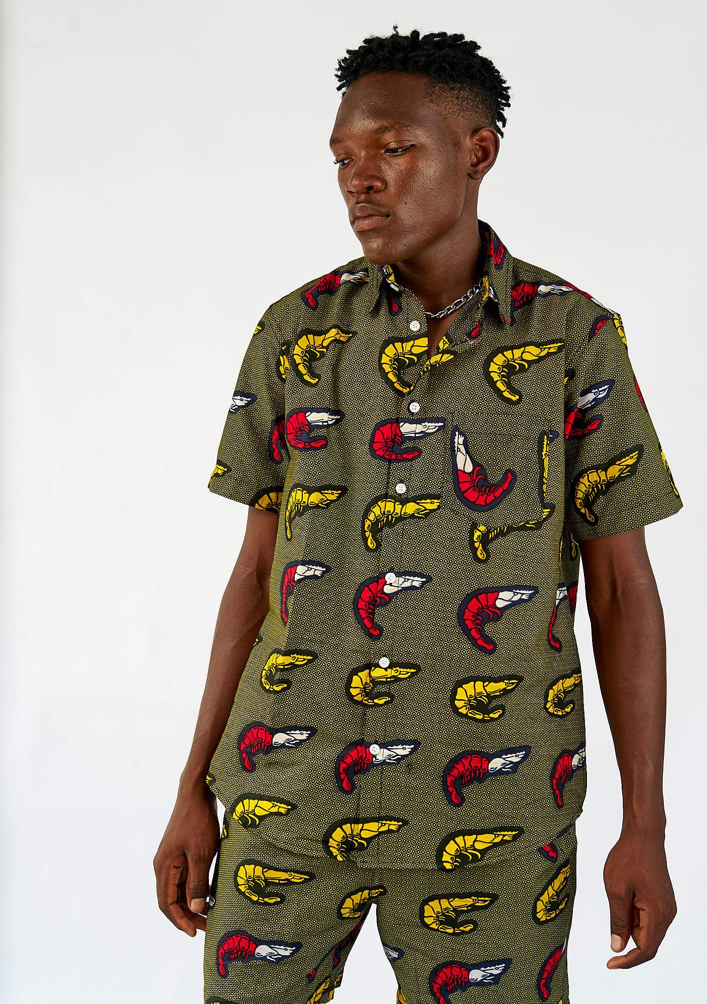 YEVU Men - Shirt Short Sleeve Shirt - Prawn