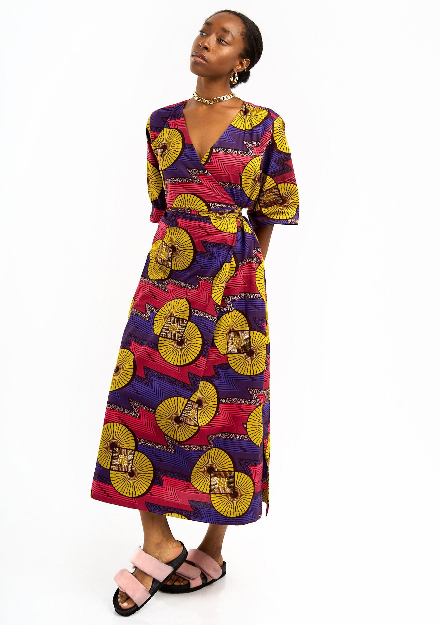 YEVU Women - Dress Simple Wrap Dress - Static