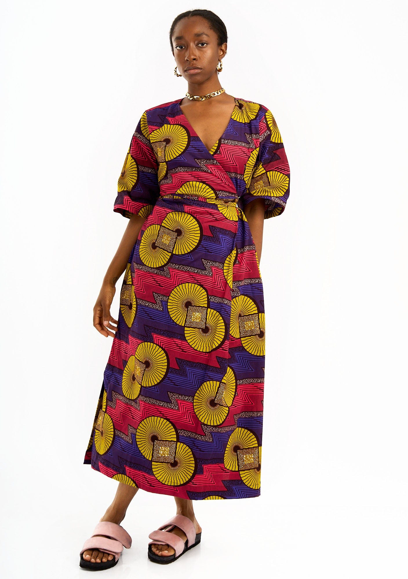 YEVU Women - Dress Simple Wrap Dress - Static