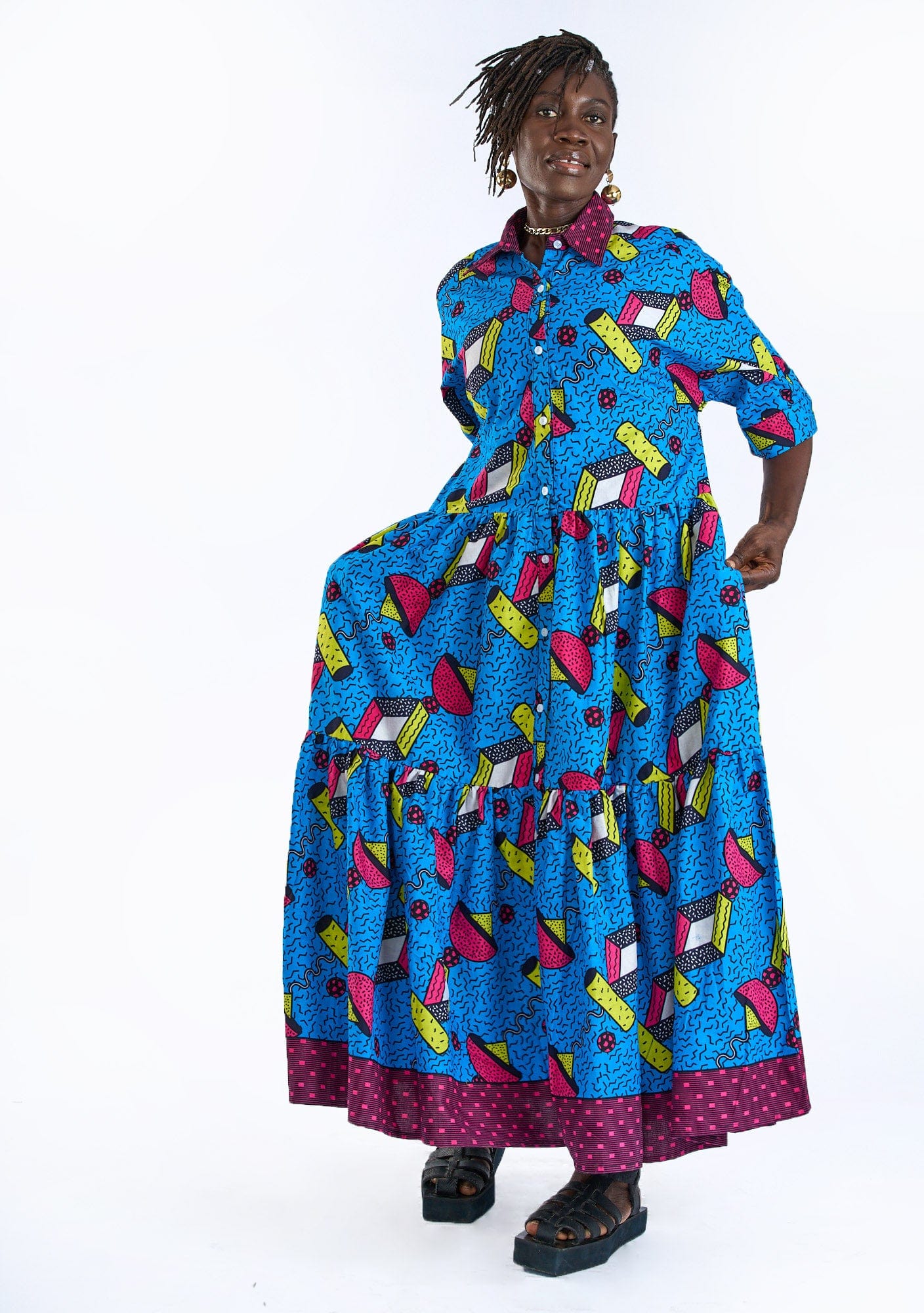 YEVU Women - Dress Tiered Maxi Dress - Corkscrew