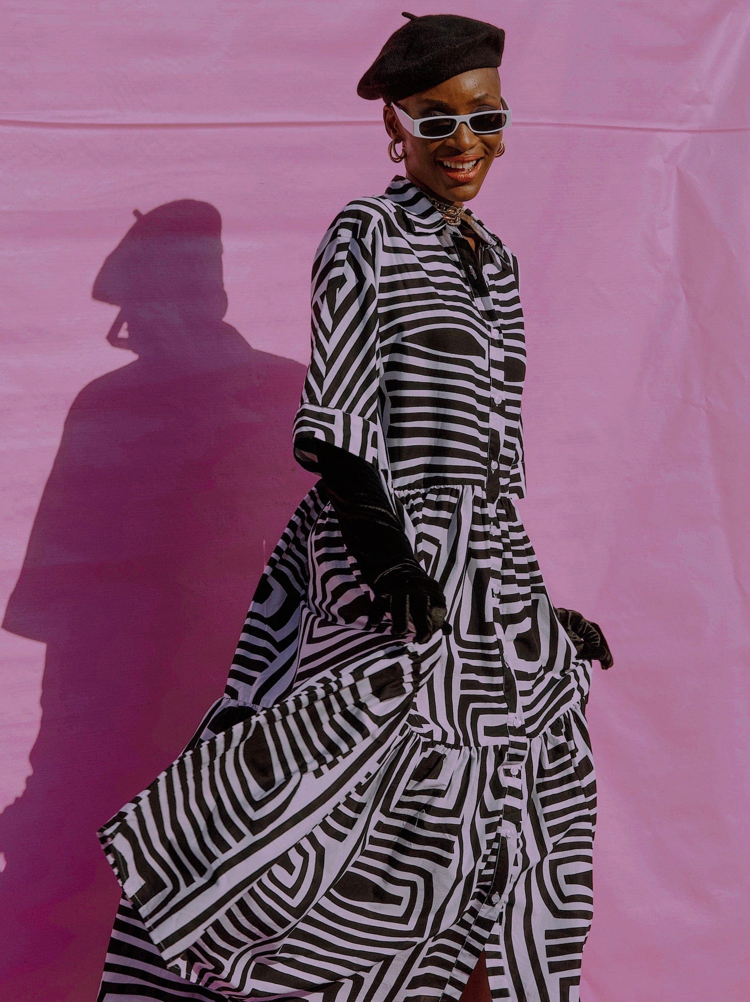 YEVU Women - Dress Tiered Maxi Dress - Monochrome