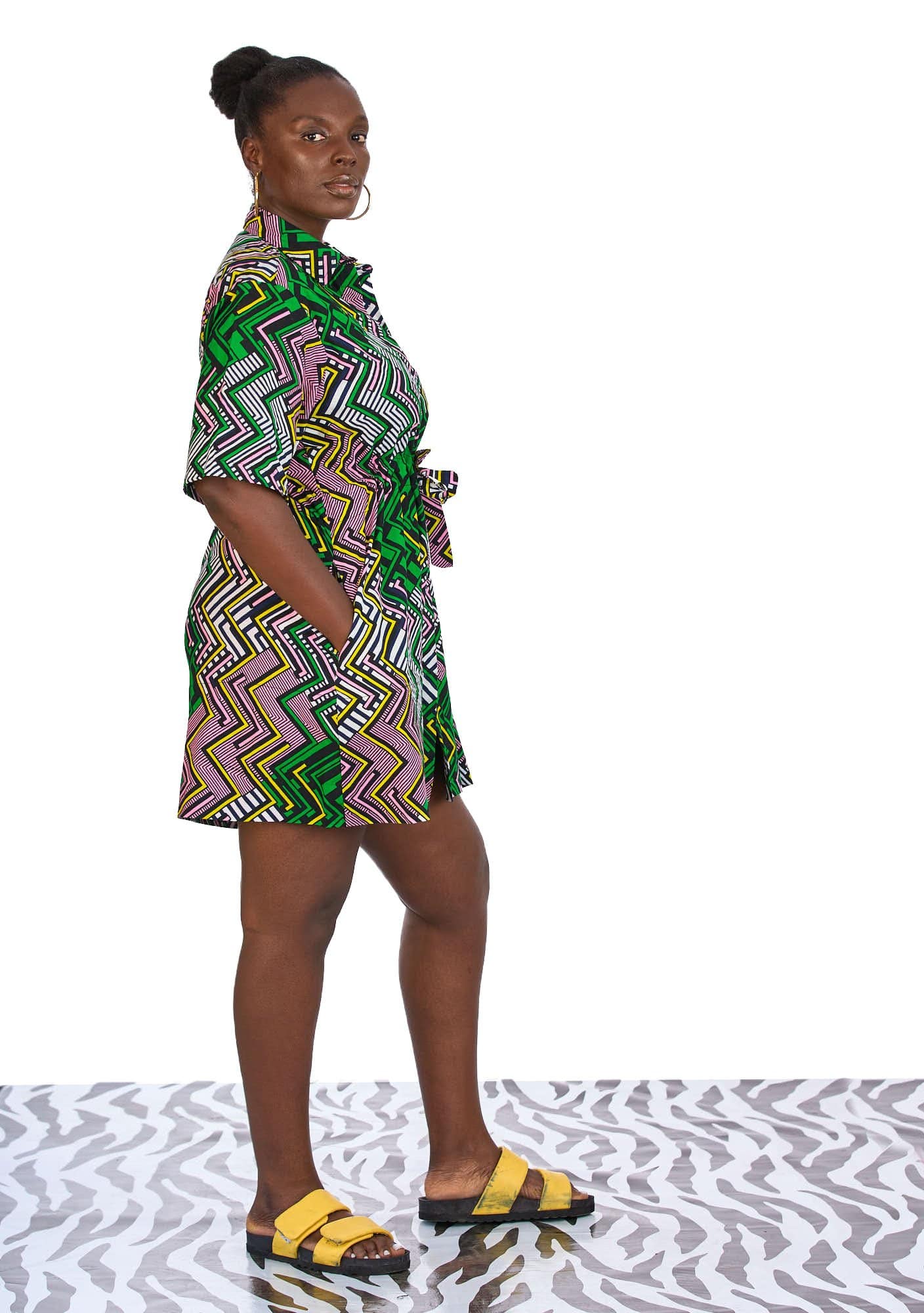 YEVU VIP Women - Dress Half Drawstring Dress - Maze