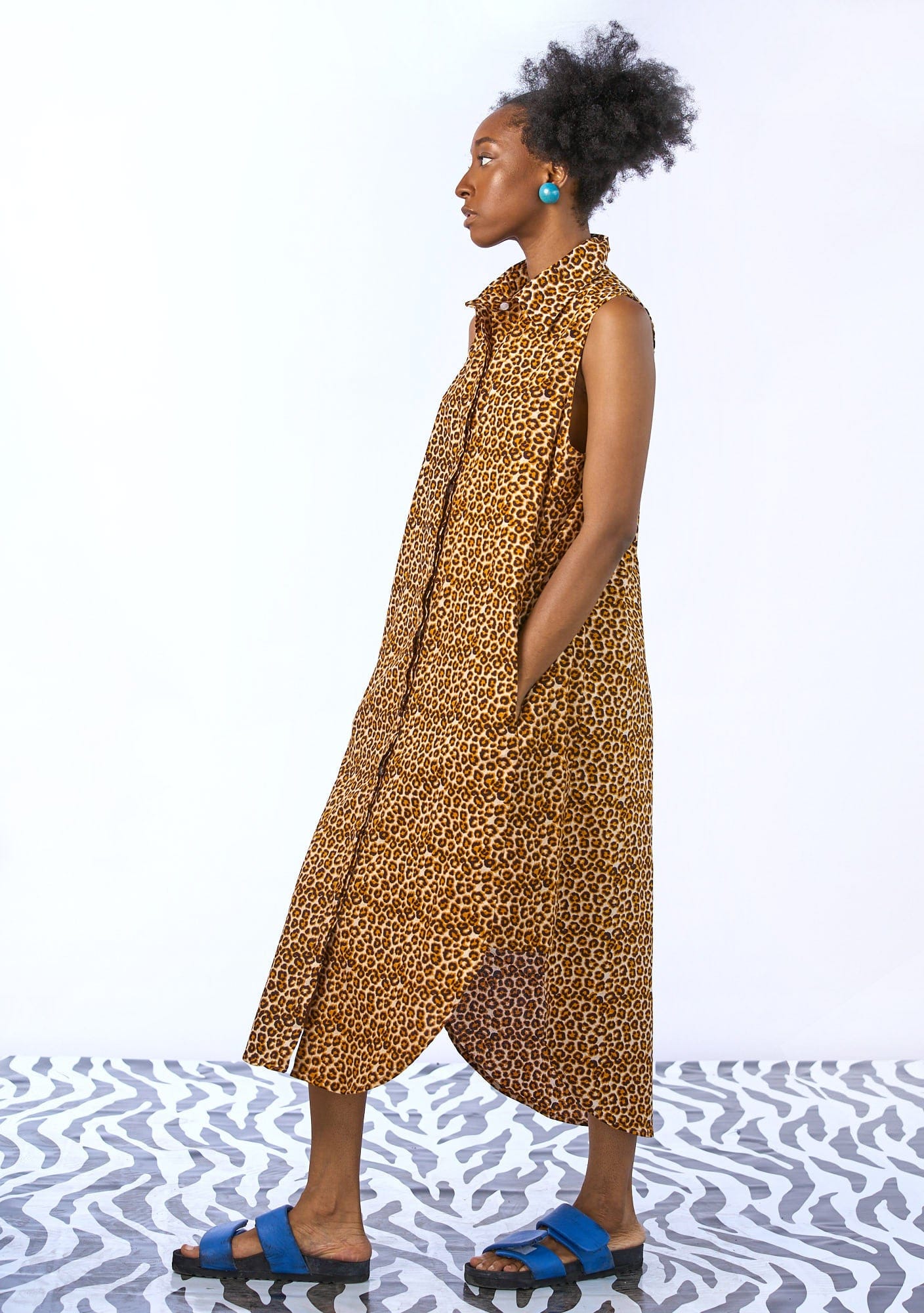 YEVU VIP Women - Dress Panelled Shirt Dress - Leopard