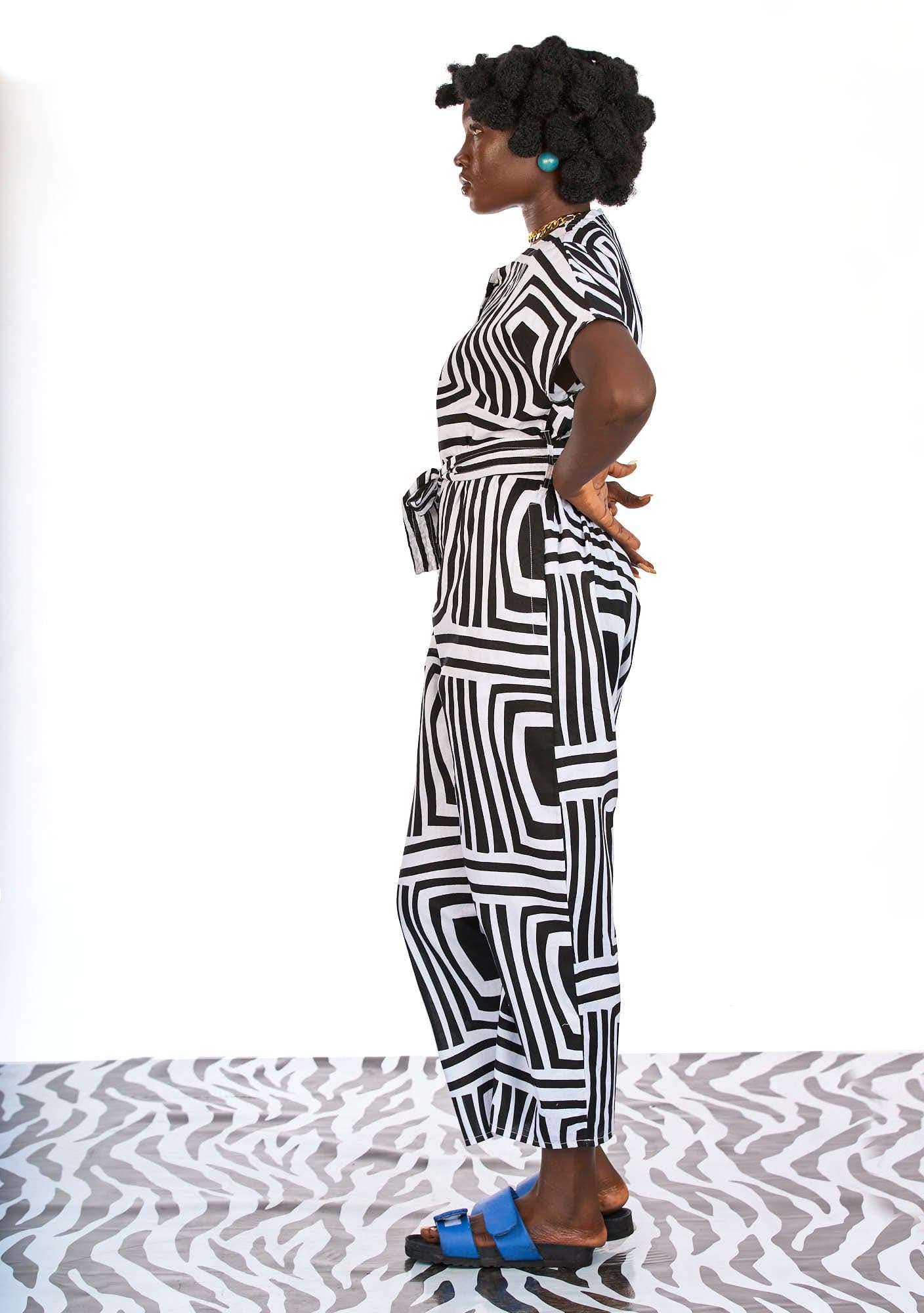 Short Sleeve Jumpsuit - Monochrome