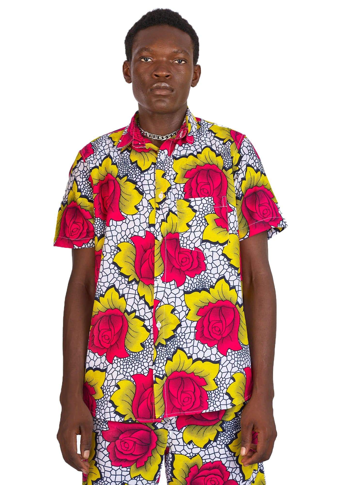 YEVU VIP Men - Shirt Short Sleeve Shirt - Flower Power