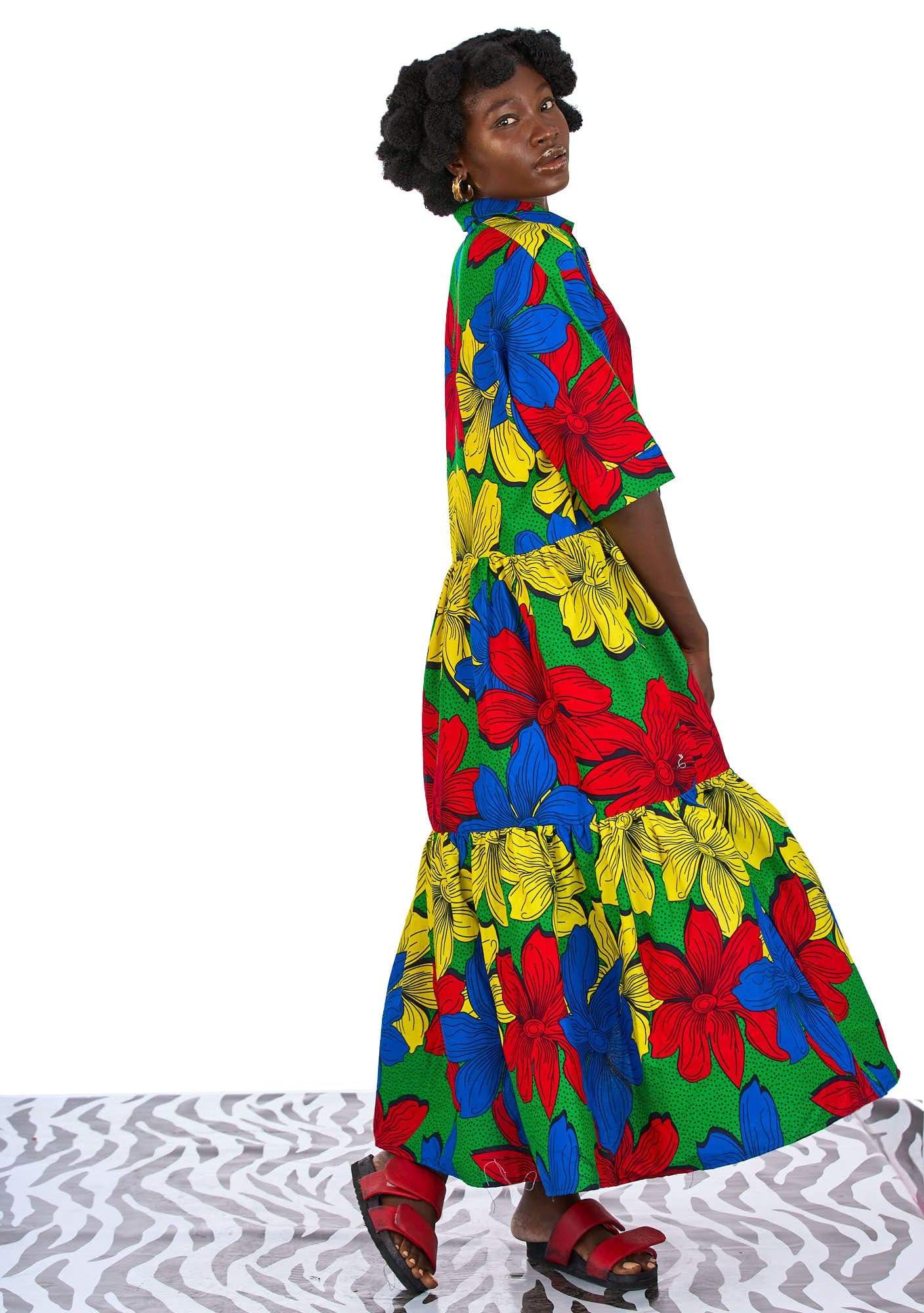 YEVU VIP Women - Dress Tiered Maxi Dress - Hibiscus